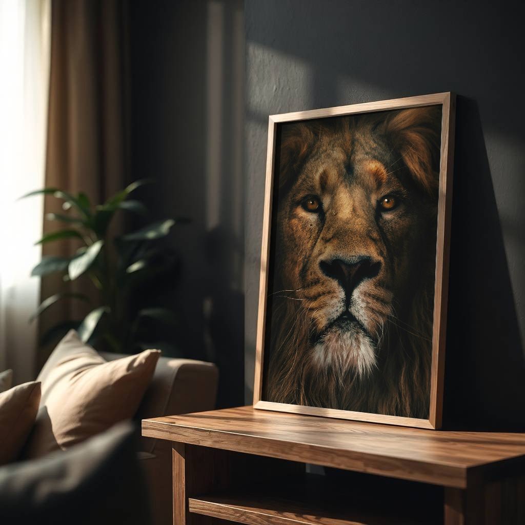 King’s Gaze | Lion Portrait Wall Art Print - Print