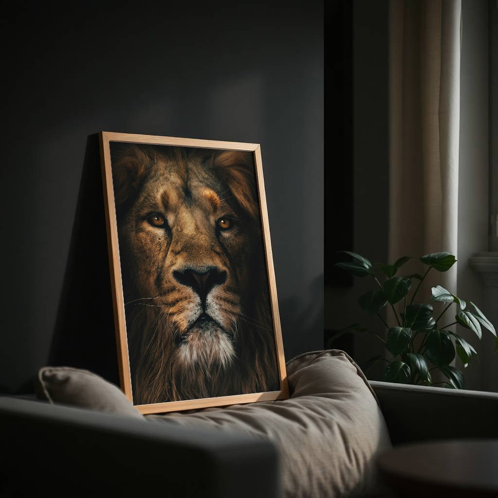 King’s Gaze | Lion Portrait Wall Art Print - Print