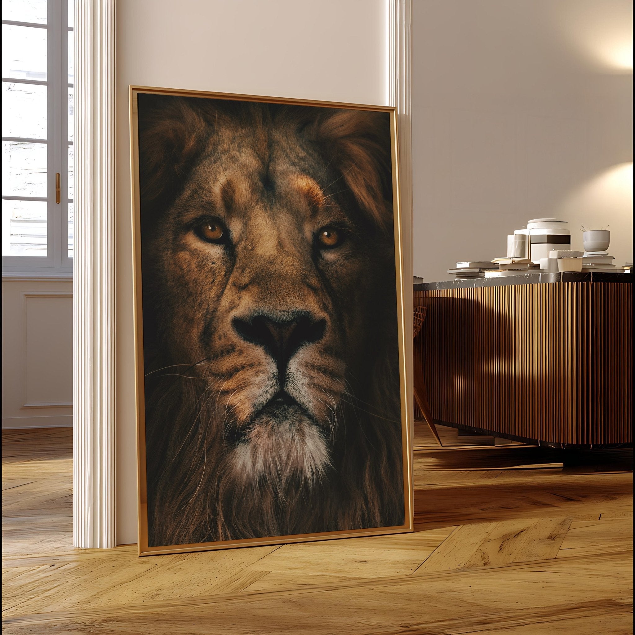 King’s Gaze | Lion Portrait Wall Art Print - Print