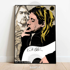 kurt cobain wall art, nirvana tribute print, grunge music legend artwork