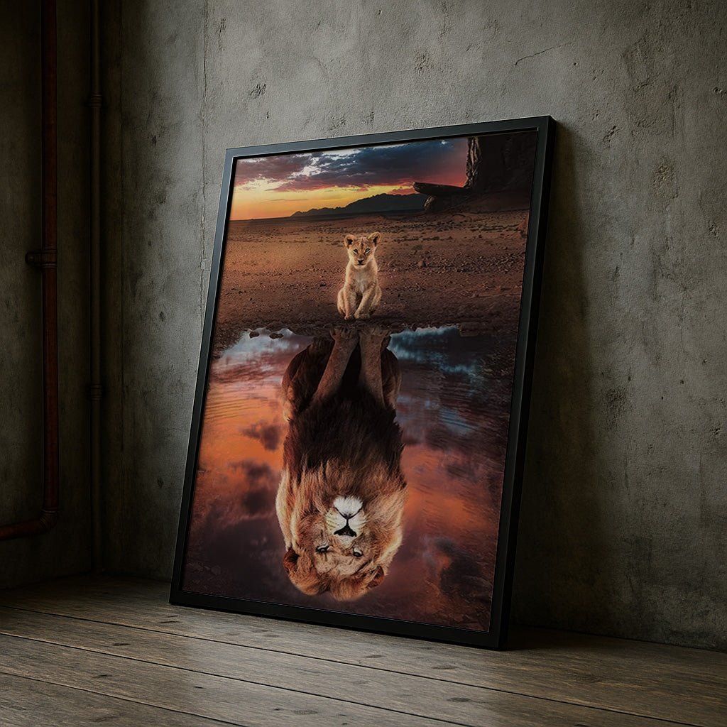 Lion Cub Reflection | Dream Big Wall Art Print - Print