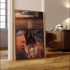Lion Cub Reflection | Dream Big Wall Art Print - Print