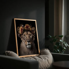 lioness-flower-crown-wall-decor-print-belter-prints