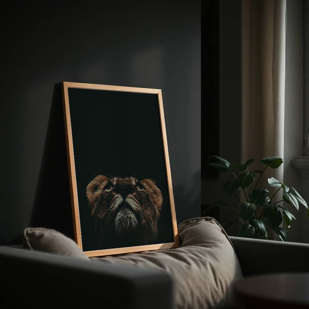 Lioness Looking Up | Bold Wildlife Wall Art Print - Print