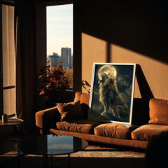 Lunar Roar | Moonlit Lion Wall Art Print - Print