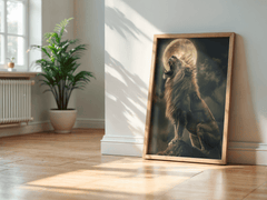 Lunar Roar | Moonlit Lion Wall Art Print - Print