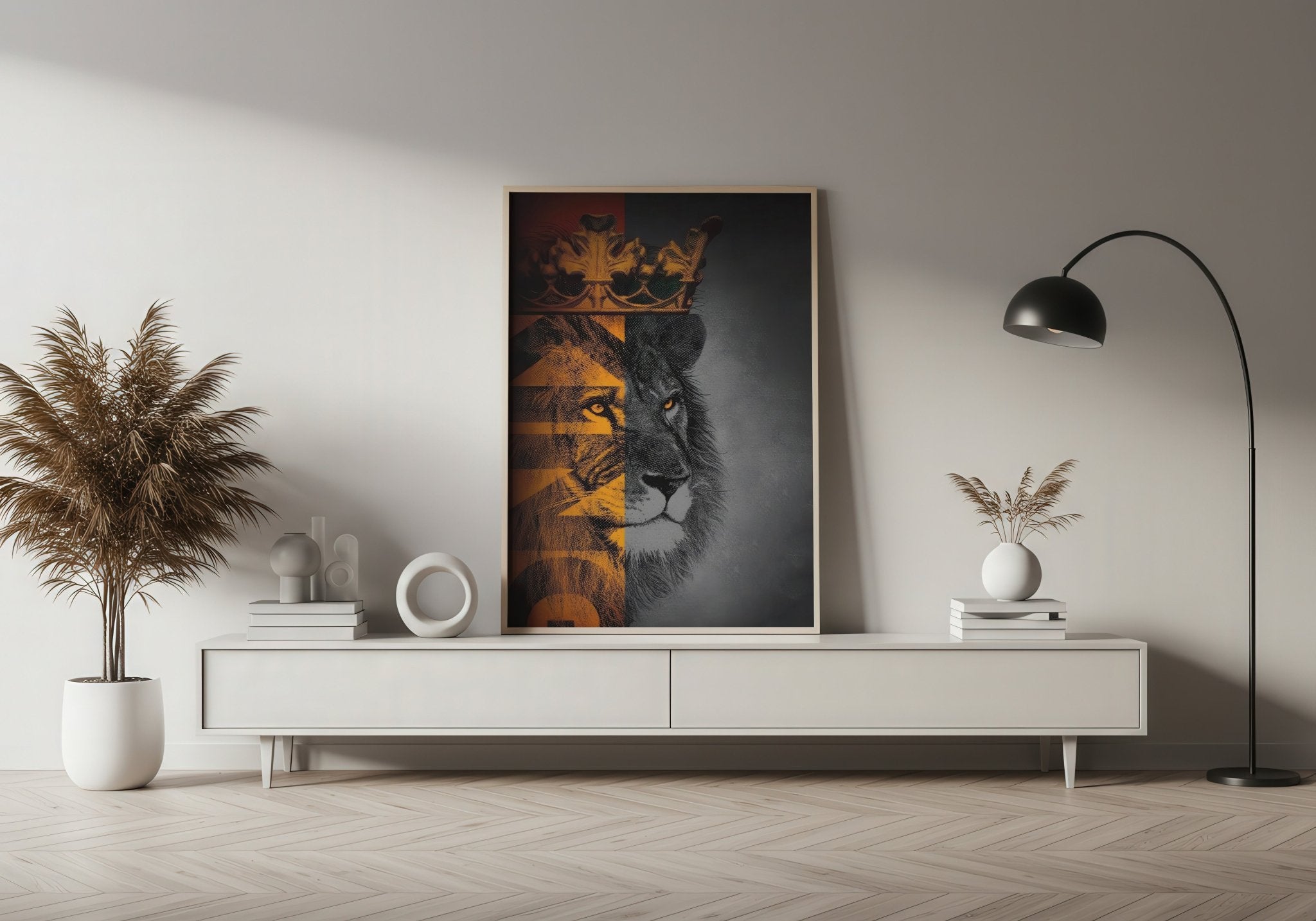 Majestic Divide | Crowned Lion Wall Art Print - Print