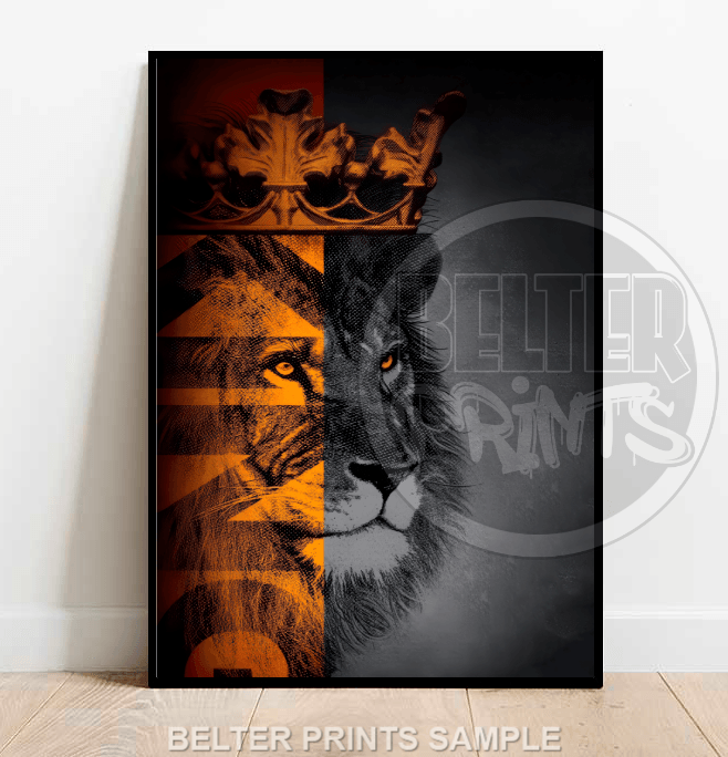 Majestic Divide | Crowned Lion Wall Art Print - Print