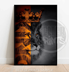 Majestic Divide | Crowned Lion Wall Art Print - Print