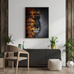 Majestic Divide | Crowned Lion Wall Art Print - Print