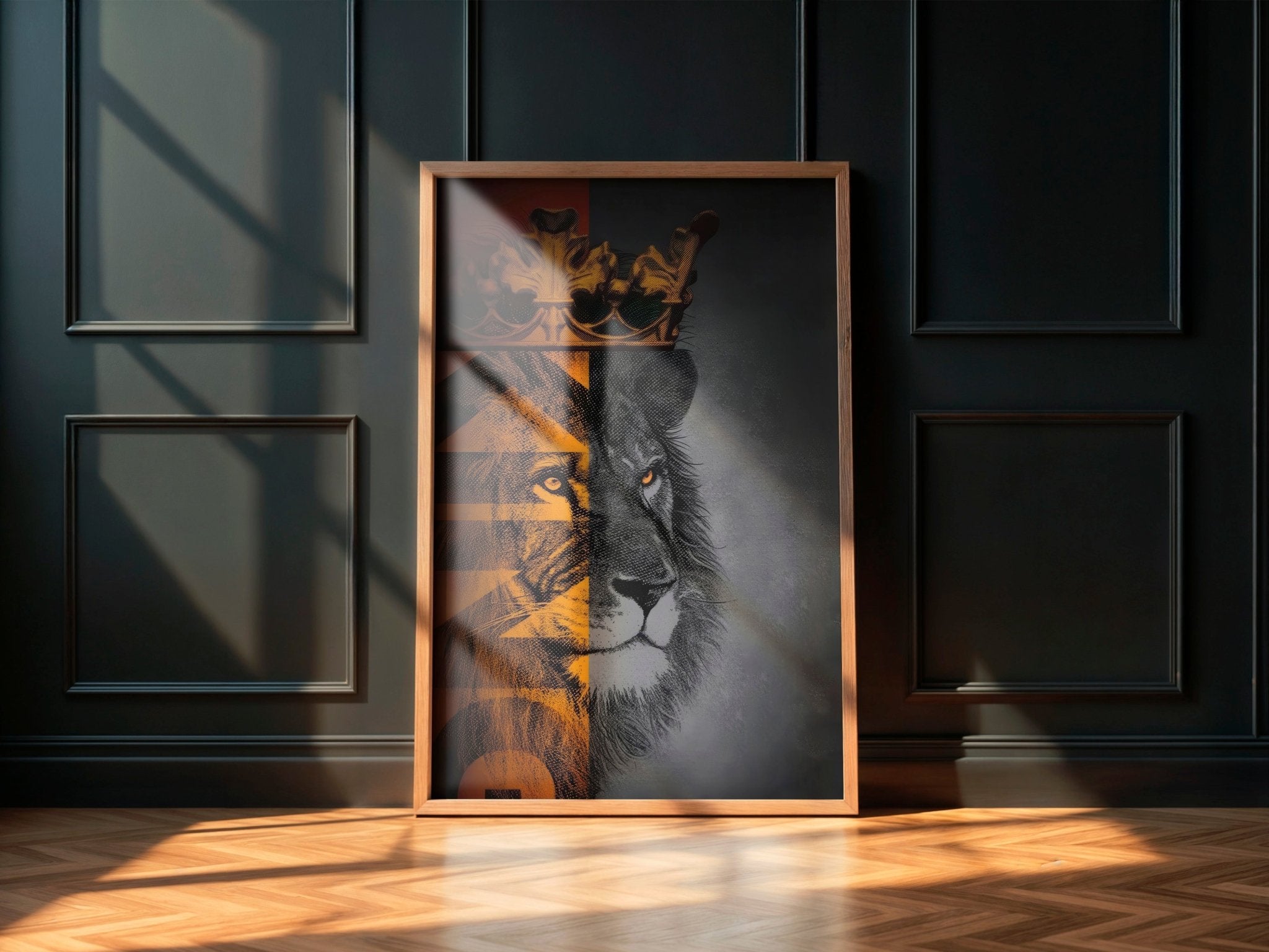 Majestic Divide | Crowned Lion Wall Art Print - Print