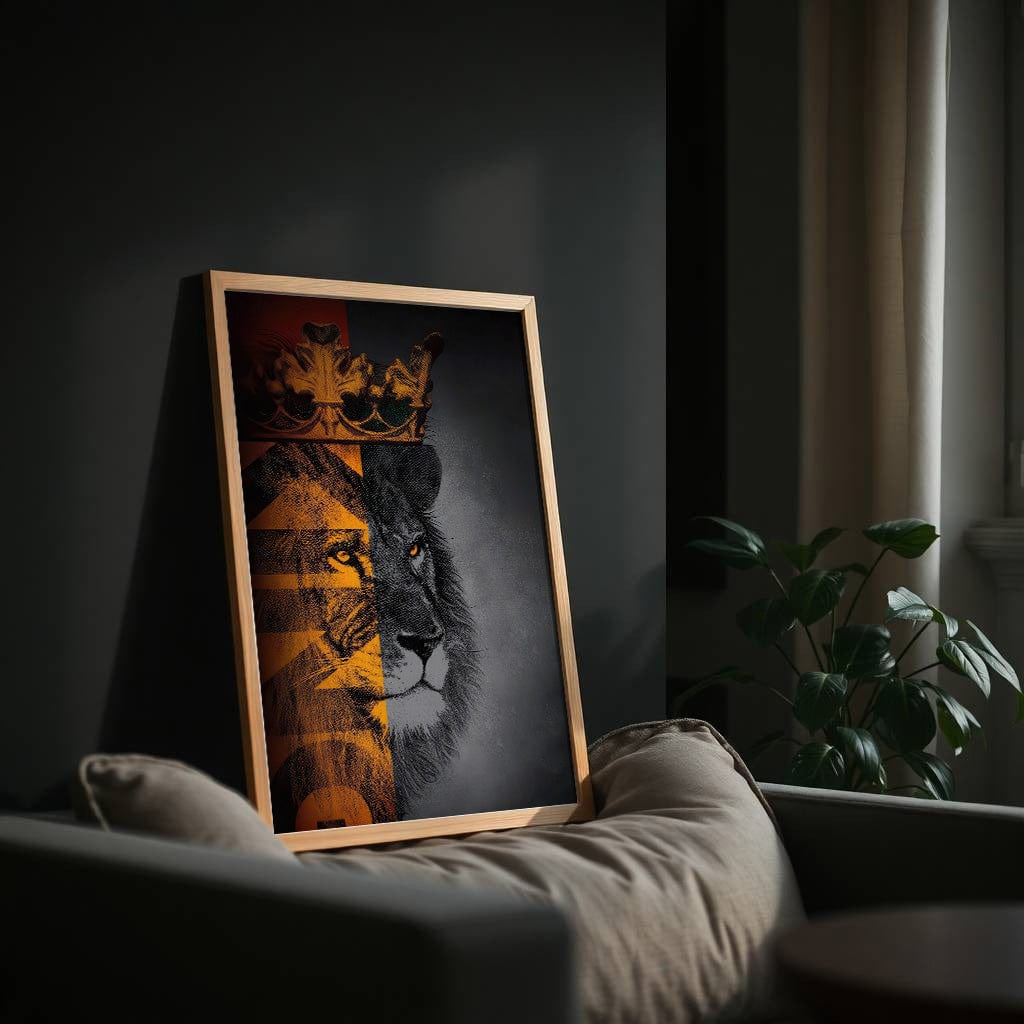 Majestic Divide | Crowned Lion Wall Art Print - Print