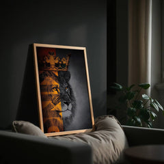Majestic Divide | Crowned Lion Wall Art Print - Print