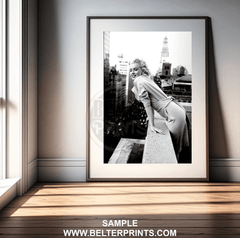Marilyn Monroe Balcony Cityscape Wall Art | Timeless Hollywood Glamour Print - Print