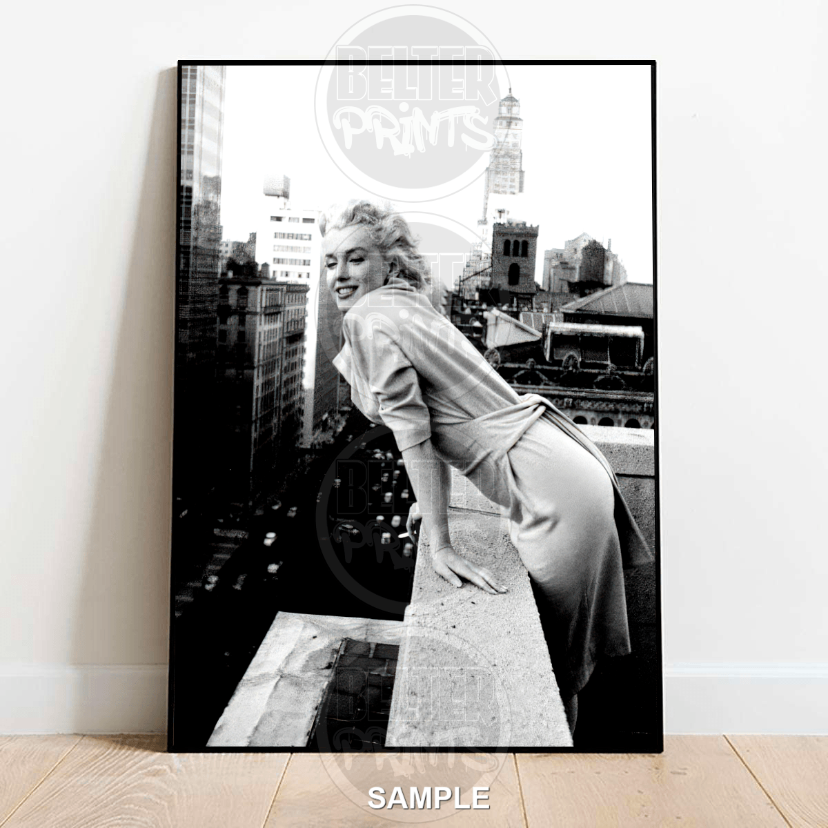 Marilyn Monroe Balcony Cityscape Wall Art | Timeless Hollywood Glamour Print - A4 – 21x29cm (8x12’’) - Print