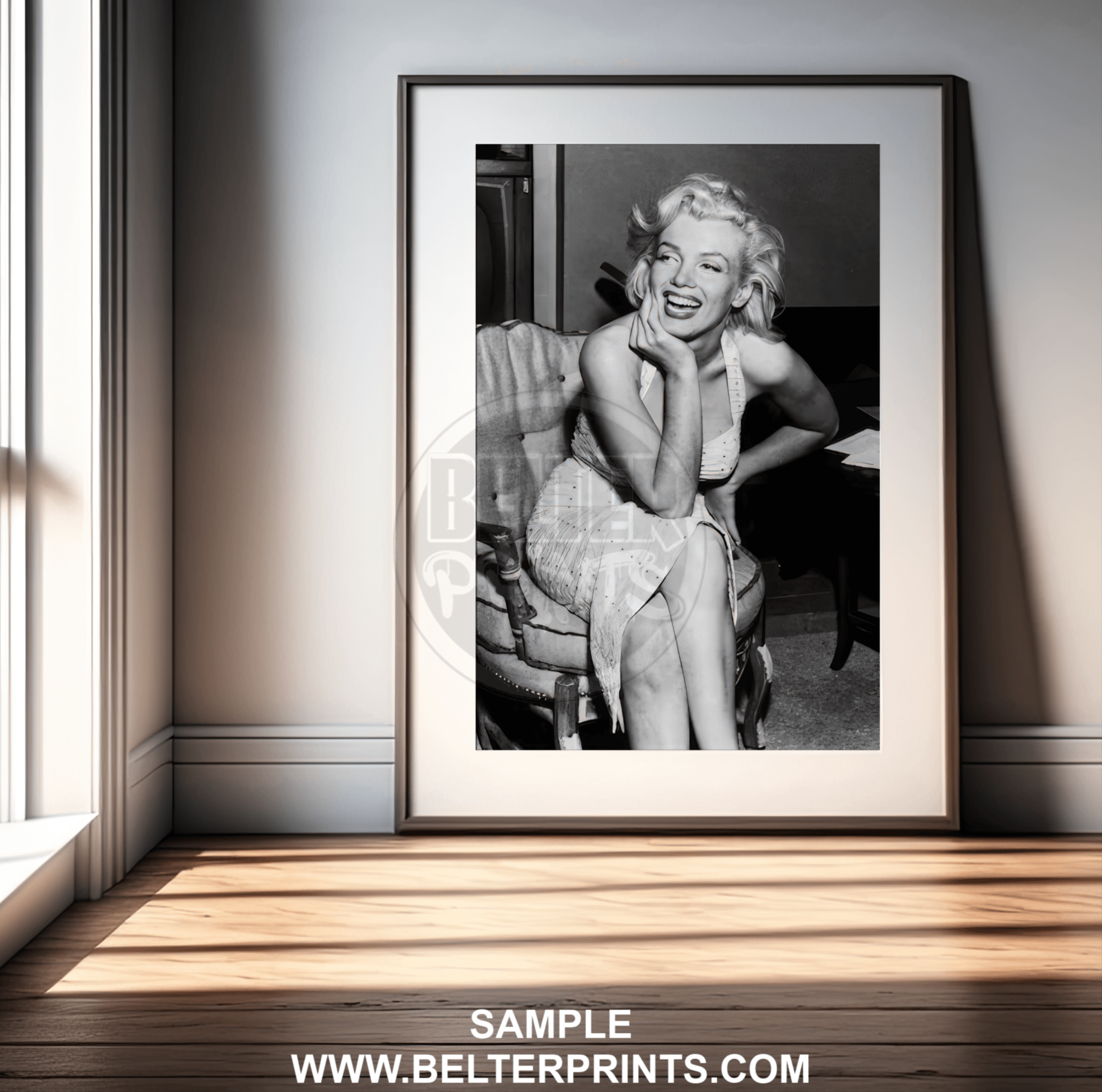 Marilyn Monroe Laughing Wall Art | Timeless Black and White Hollywood Glam Print