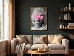Marilyn Monroe Neon Love | Black and White Fashion Icon Print - Print
