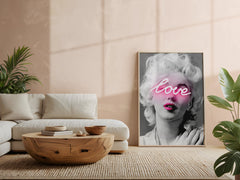 Marilyn Monroe Neon Love | Black and White Fashion Icon Print - Print