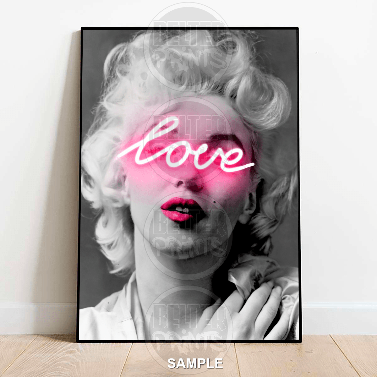 Marilyn Monroe Neon Love | Black and White Fashion Icon Print - A4 – 21x29cm (8x12’’) - Print