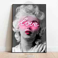 Marilyn Monroe Neon Love | Black and White Fashion Icon Print - A4 – 21x29cm (8x12’’) - Print