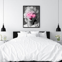 Marilyn Monroe Neon Love | Black and White Fashion Icon Print - Print