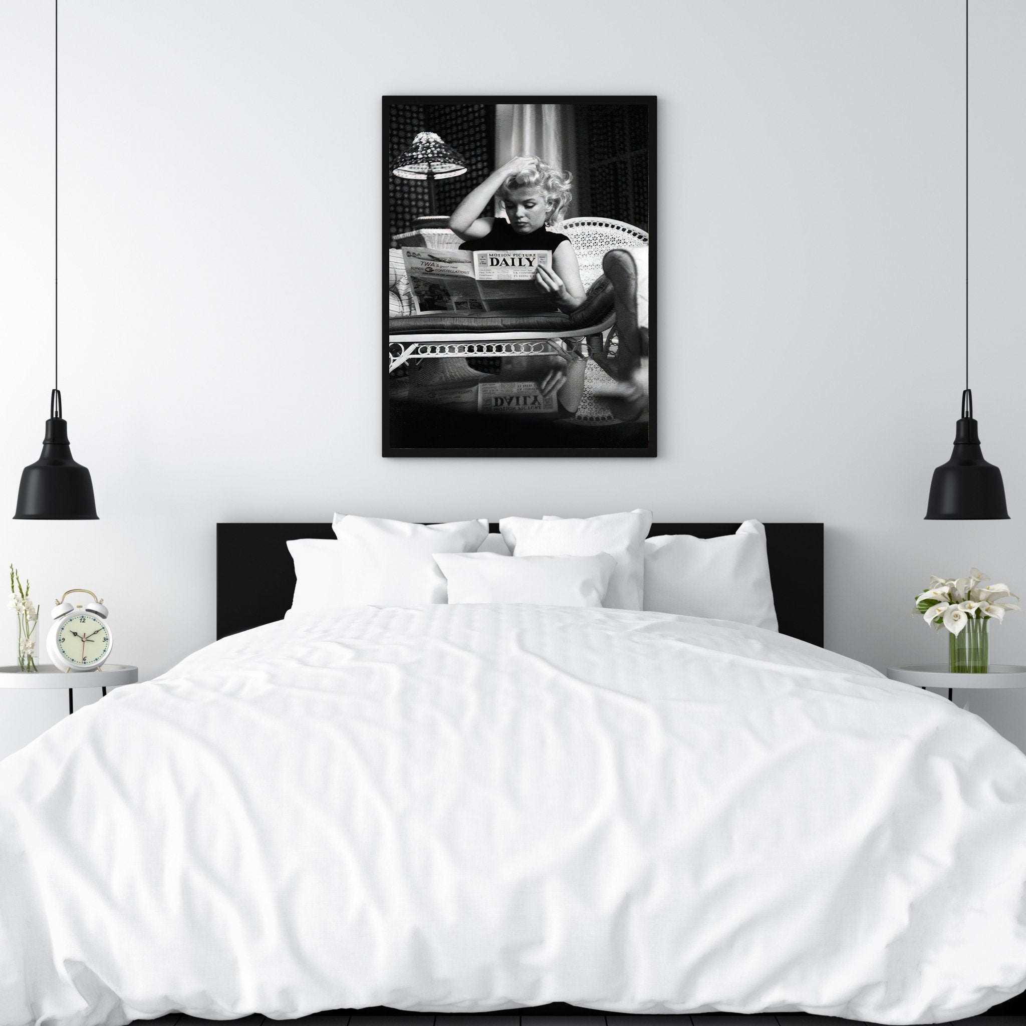 Marilyn Monroe Reading Newspaper | Elegant Vintage Hollywood Print - Print