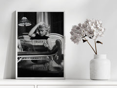 Marilyn Monroe Reading Newspaper | Elegant Vintage Hollywood Print - Print
