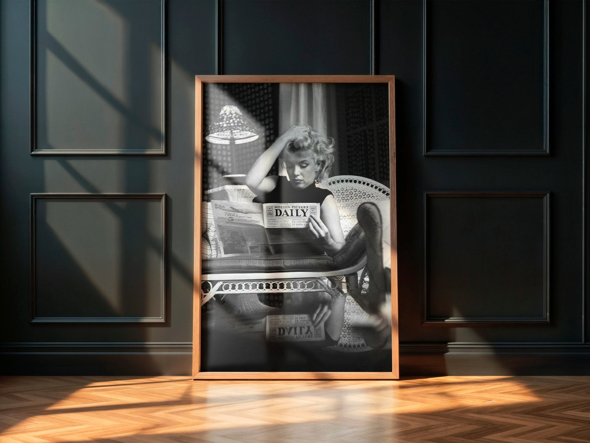 Marilyn Monroe Reading Newspaper | Elegant Vintage Hollywood Print - Print