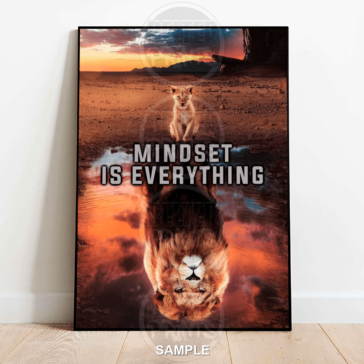Mindset Is Everything | Lion Motivational Wall Art Print - Print