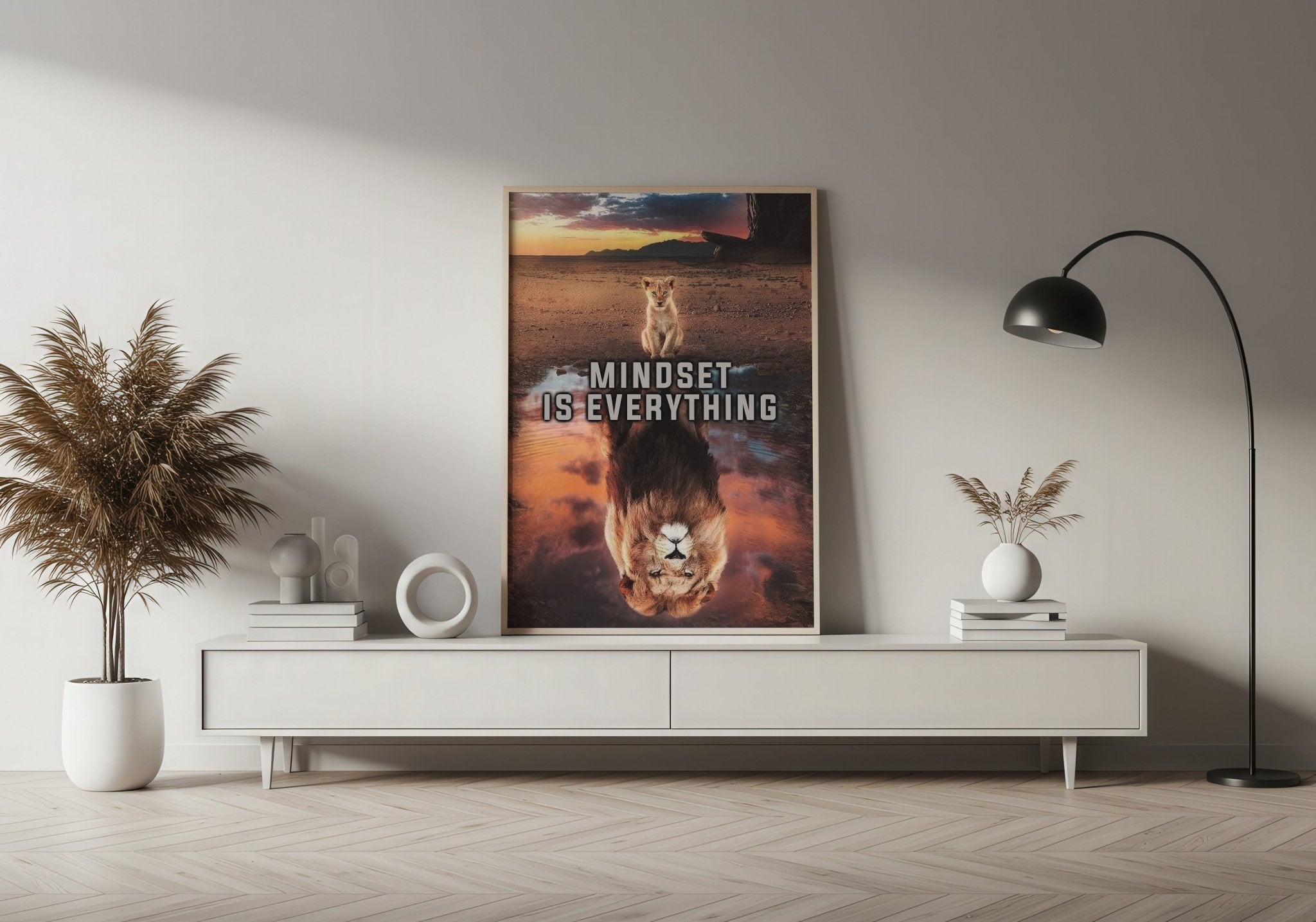 Mindset Is Everything | Lion Motivational Wall Art Print - Print