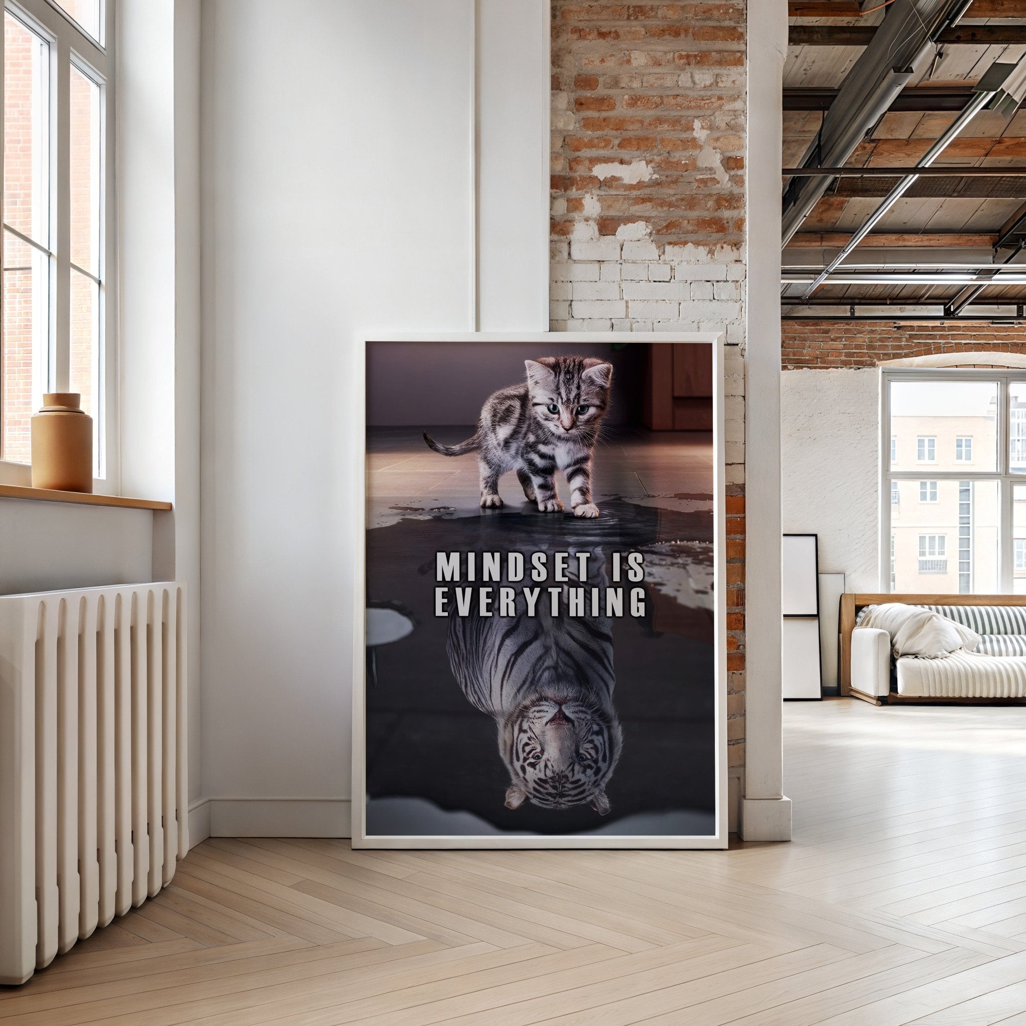 Mindset Is Everything | Tiger Motivational Wall Art Print - Print