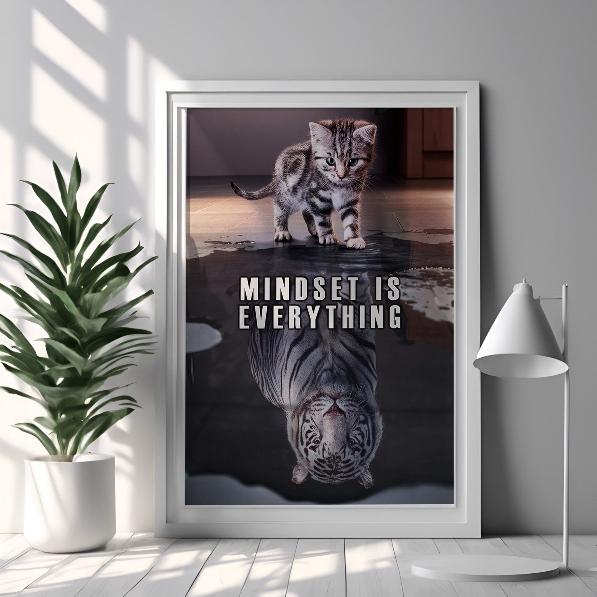 Mindset Is Everything | Tiger Motivational Wall Art Print - Print