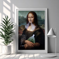 Mona 420 | Smoking Mona Lisa Wall Art Print - Print