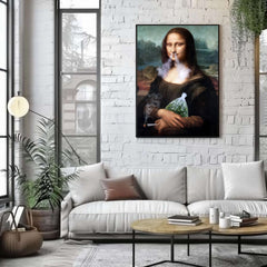 Mona 420 | Smoking Mona Lisa Wall Art Print - Print