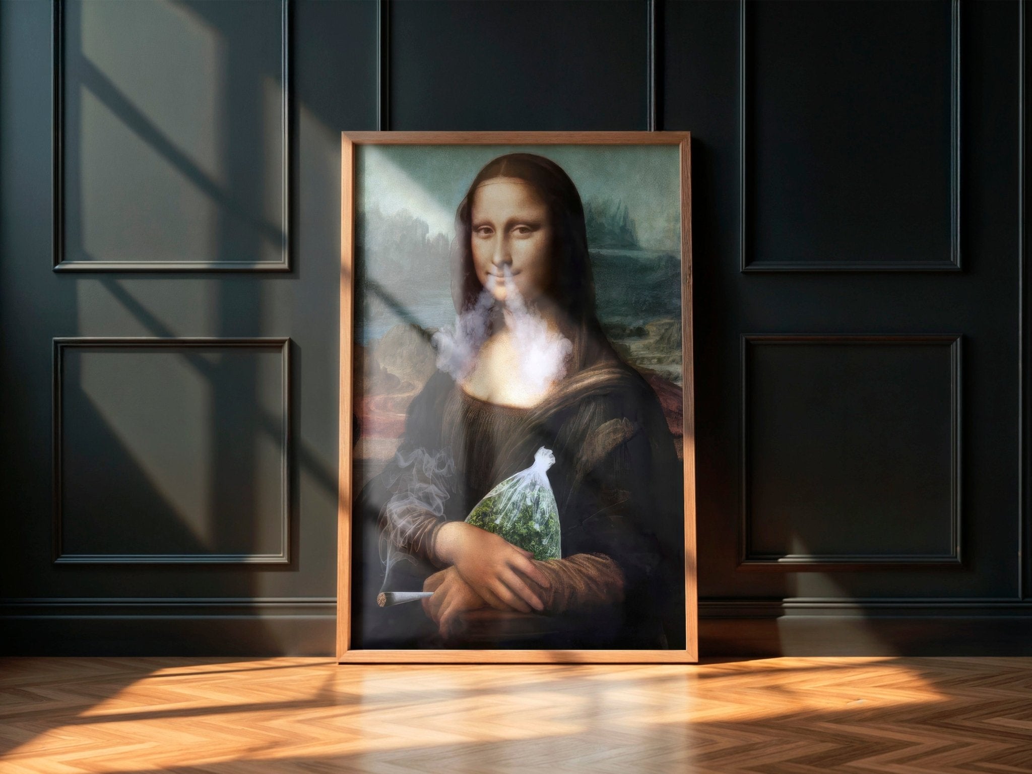 Mona 420 | Smoking Mona Lisa Wall Art Print - Print