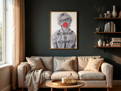 Normal Is Boring Wall Art Print | Marilyn Monroe with Bubble Gum & Bold Text - Print