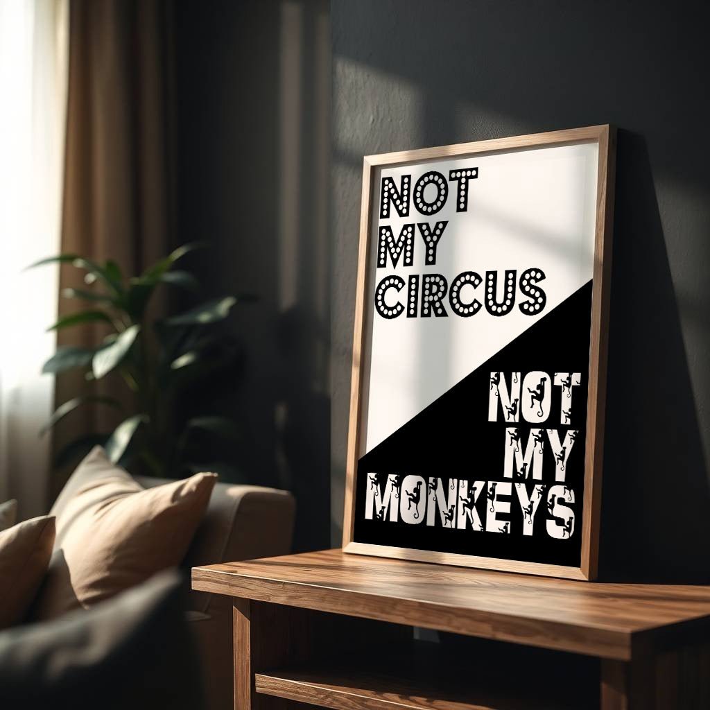 Not My Circus Not My Monkeys | Bold Typography Art Print - Print