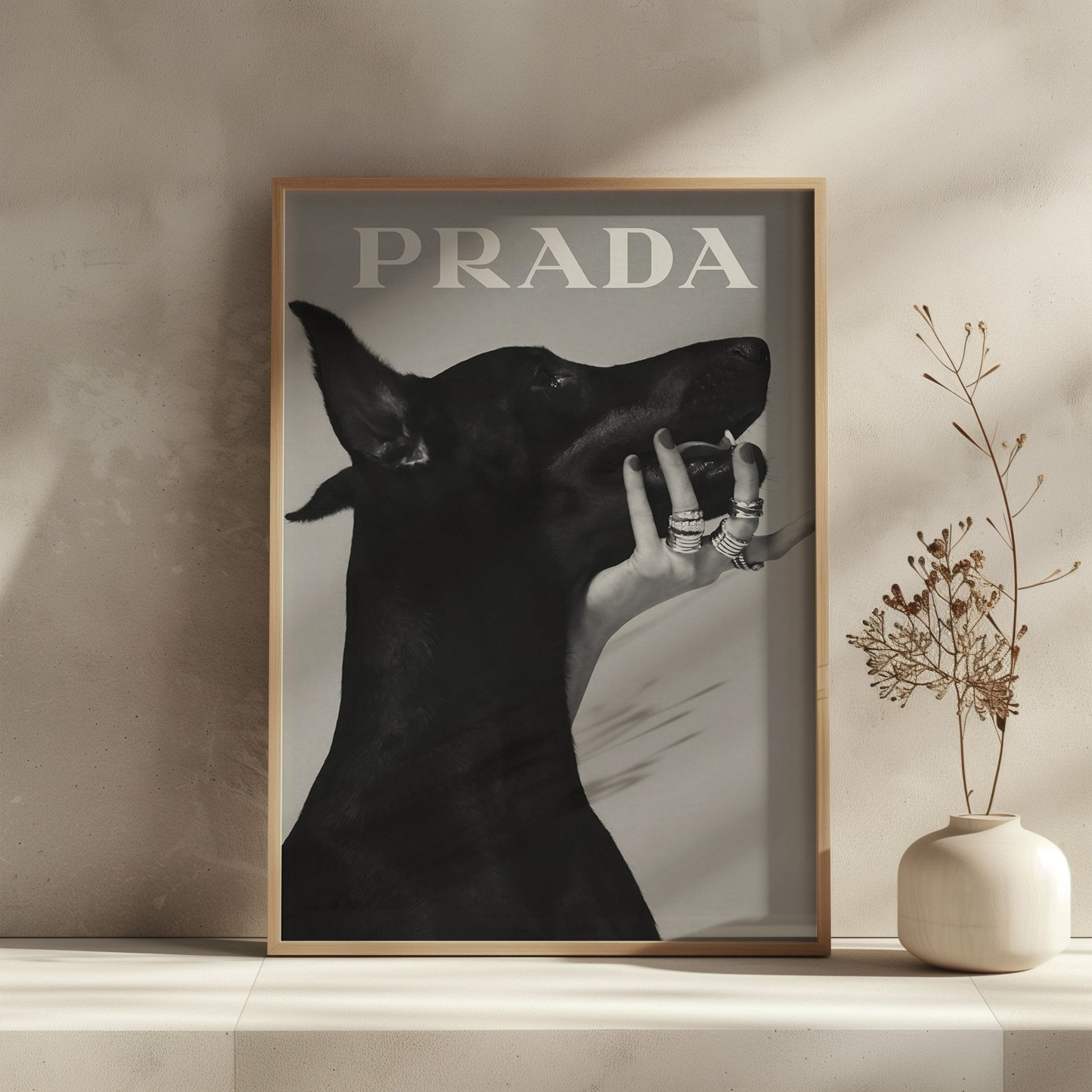 black-and-white-doberman-wall-art-print