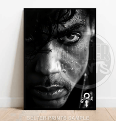 prince wall art, black and white music portrait, purple rain prince print,