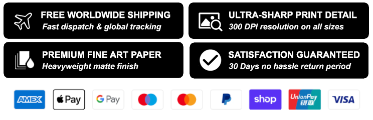 Belter Prints badges - free worldwide shipping, ultra-sharp print detail, premium fine art paper, satisfaction guaranteed