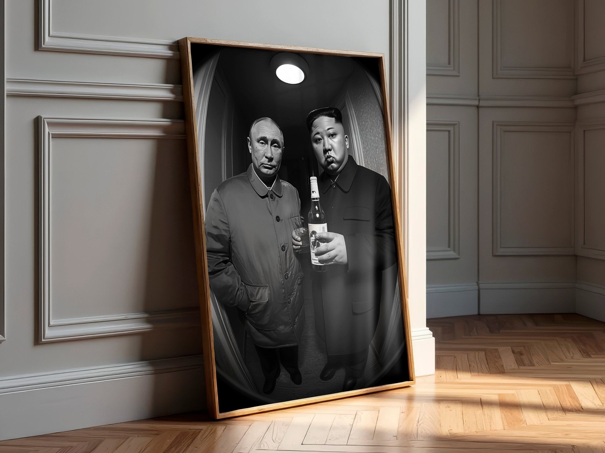 Putin & Kim Jong Un | Satire Doorbell Cam Wall Art Print - Print