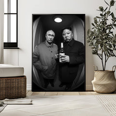 Putin & Kim Jong Un | Satire Doorbell Cam Wall Art Print - Print