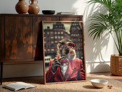 Red Suit Soprano | Unique Monkey Wall Art Print - Print