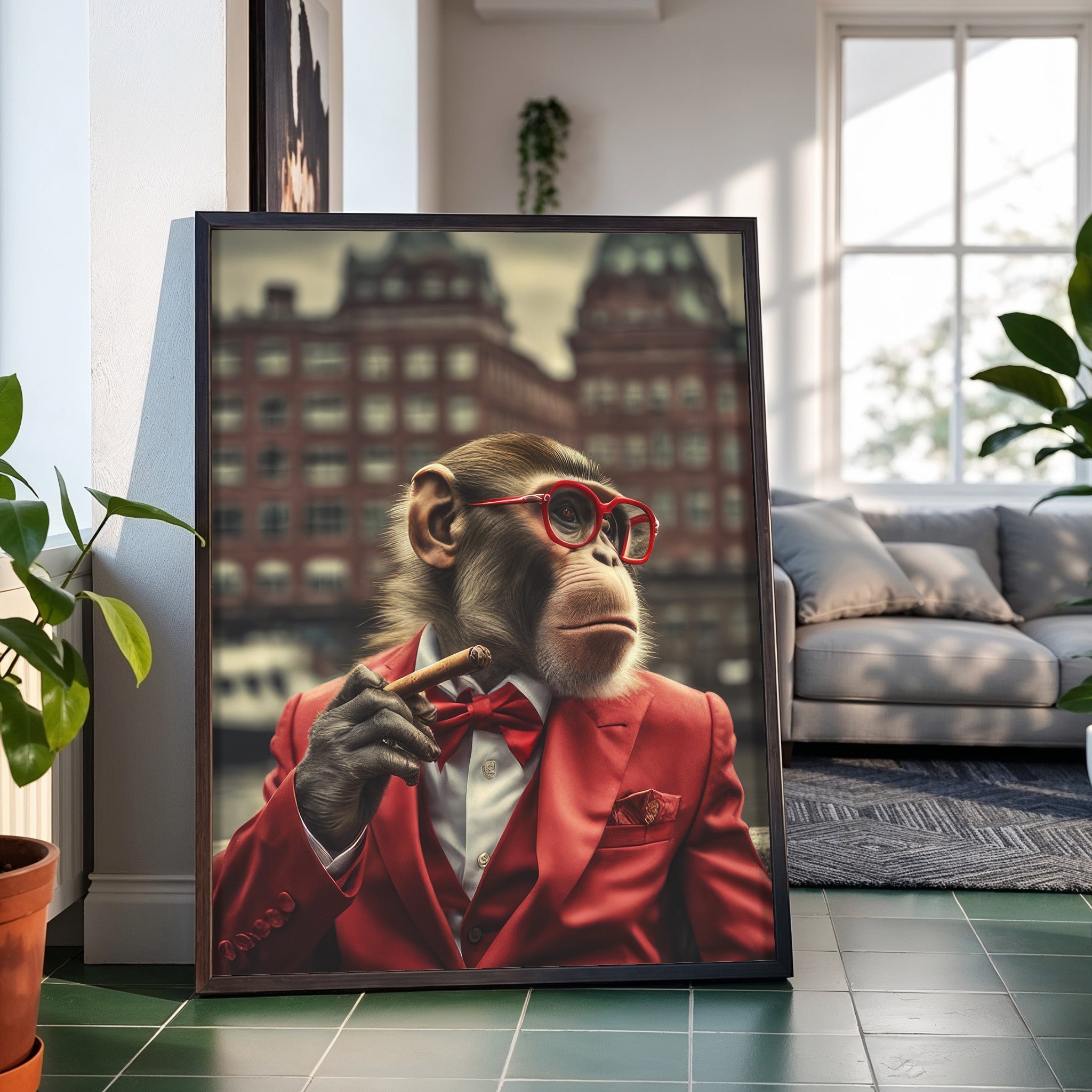 Red Suit Soprano | Unique Monkey Wall Art Print - Print