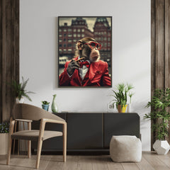Red Suit Soprano | Unique Monkey Wall Art Print - Print