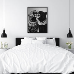 Contemporary black and white animal art print for bedroom.