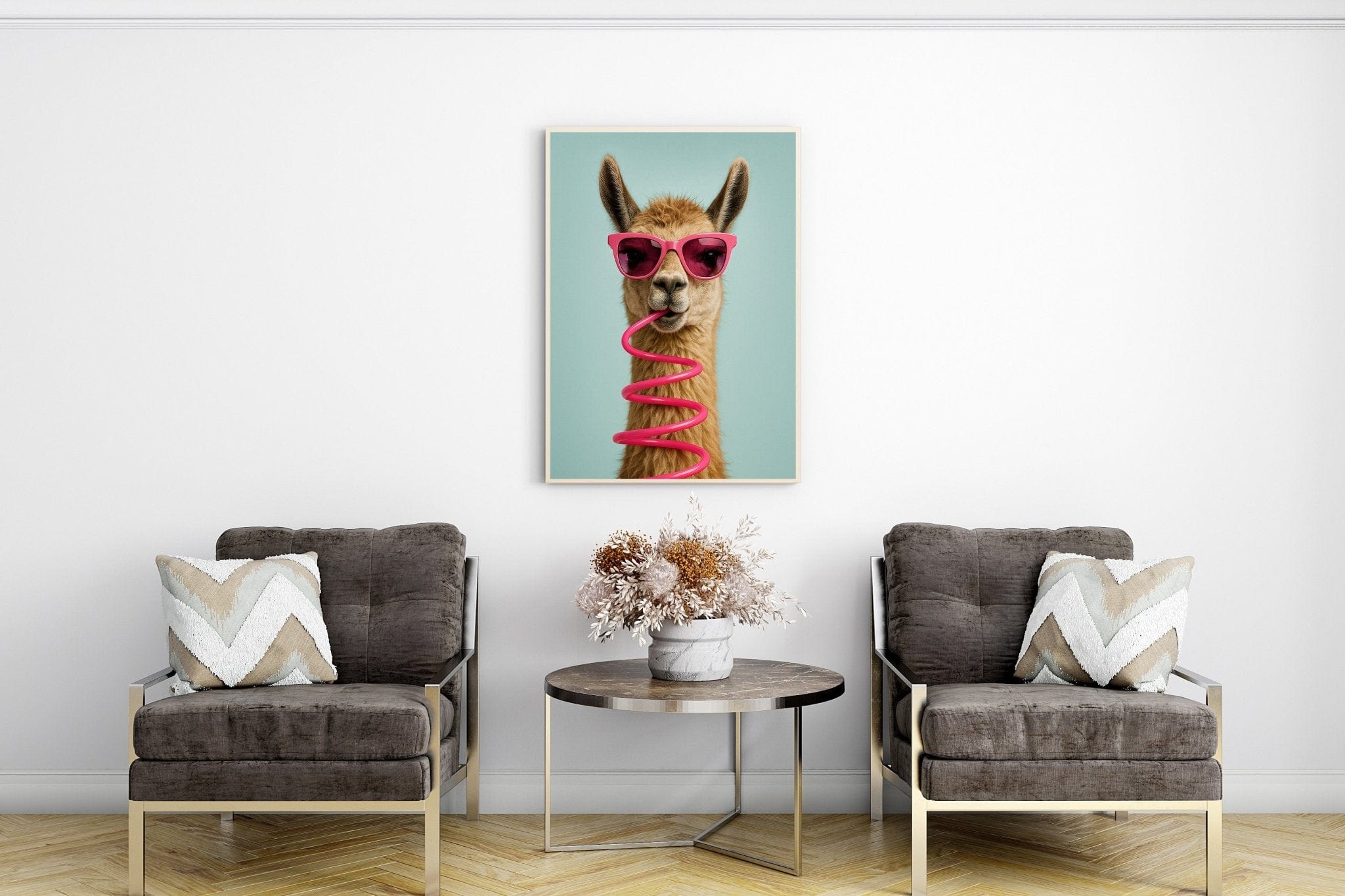 Sassy Sipper | Unique Llama Wall Art Print - Print