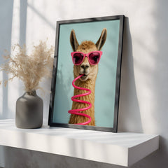 Sassy Sipper | Unique Llama Wall Art Print - Print