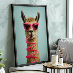 Sassy Sipper | Unique Llama Wall Art Print - Print
