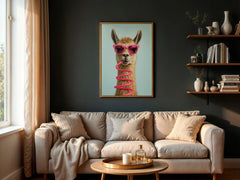 Sassy Sipper | Unique Llama Wall Art Print - Print